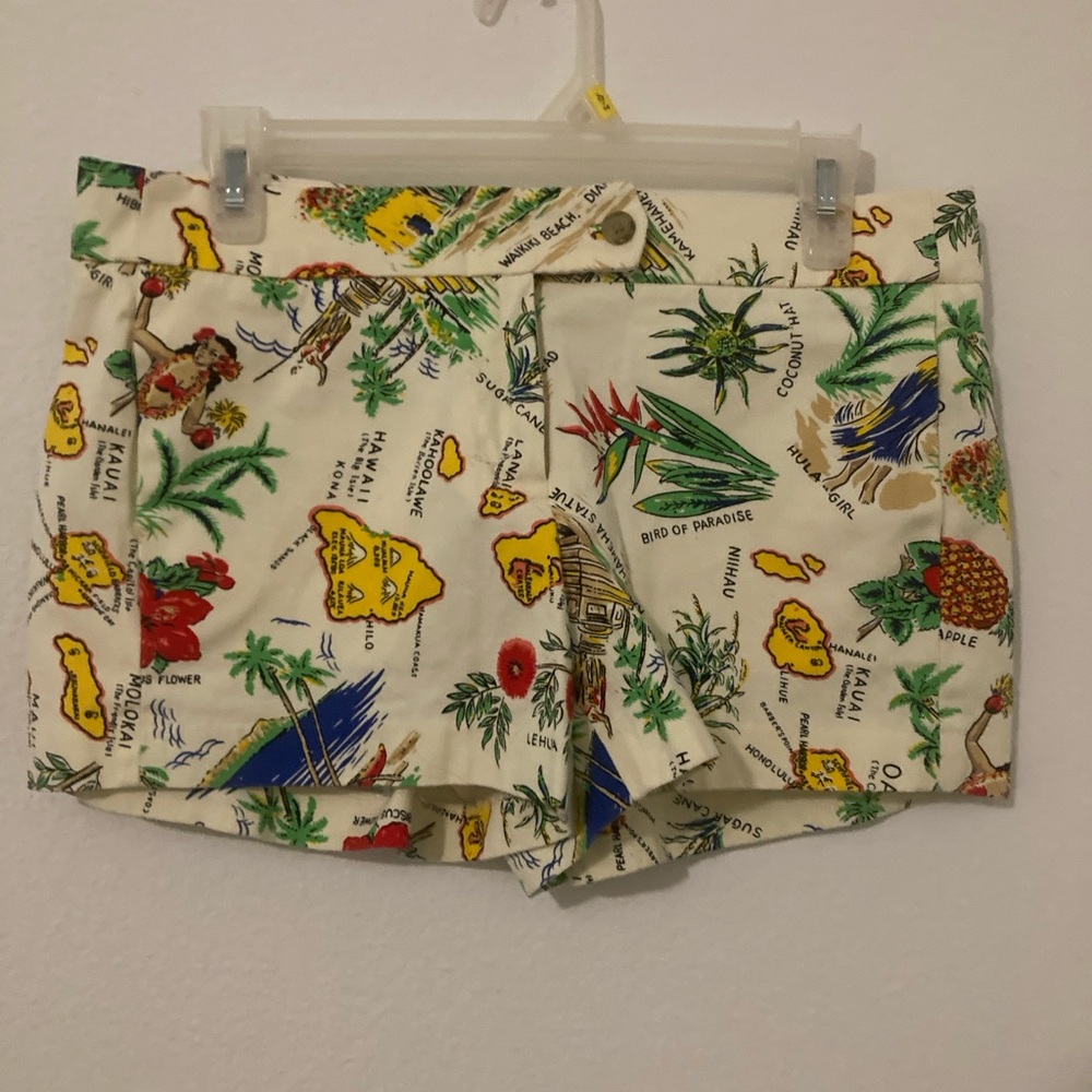 J. Crew White Tropical Print High Waist Chino Shorts. Size 4